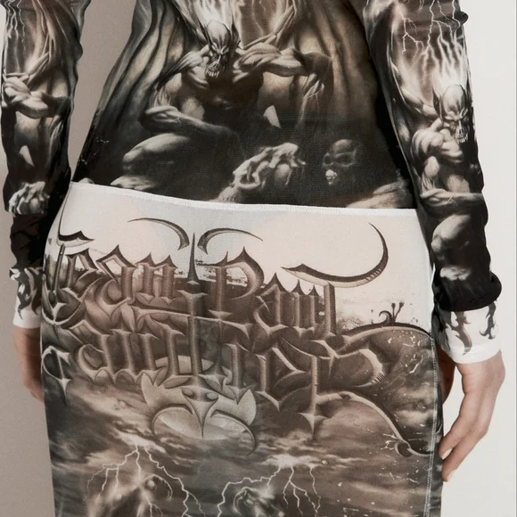 JEAN PAUL GAULTIEP Black & White 'The Diablo' Midi Shirt Dress Size XXS NWT - Picture 4 of 12